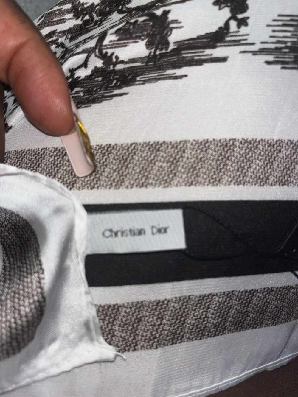 Dior Black and White Printed Silk Scarf - Picture 3 of 3